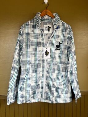 Real Bad Man Double Vision plaid Rain jacket NWT Large